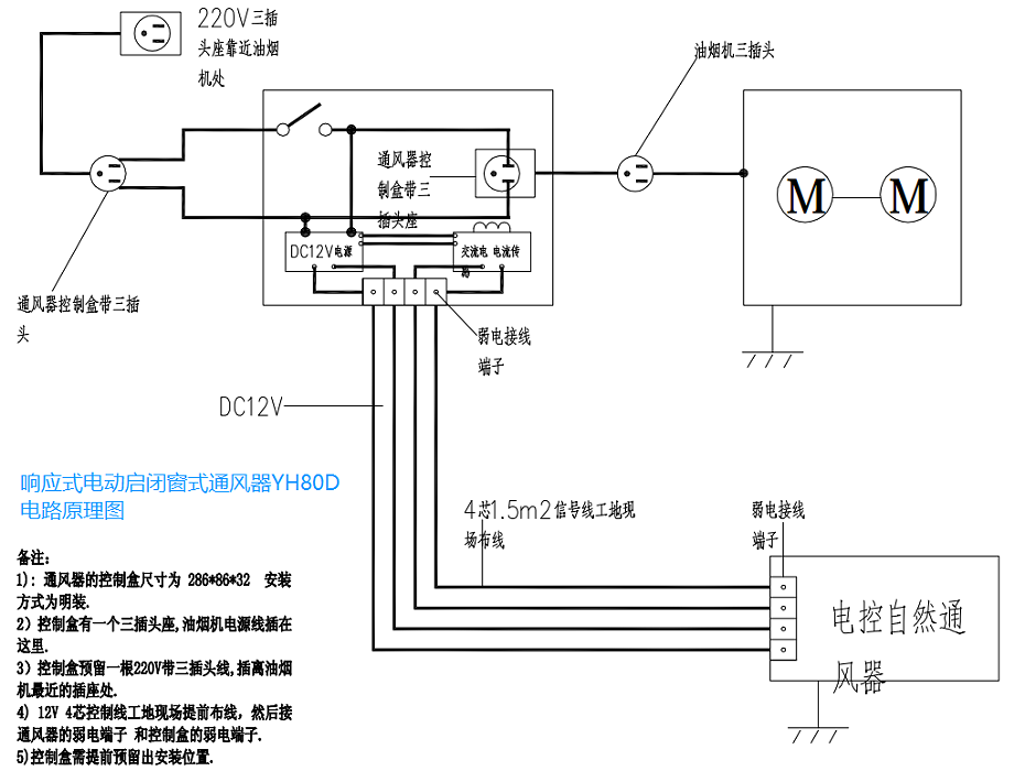 响应式电动通风器YH80D电路原理图